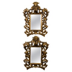 Pair of Roccoco Style Gilt Wood Mirrors