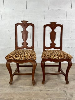 Pair of Roccoco swedish chairs with lion paws feet & balustrade shaped backrest