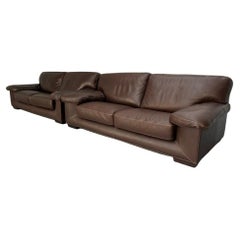 Paire de canapés "Ascot" de Roche Bobois  - En cuir Brown foncé