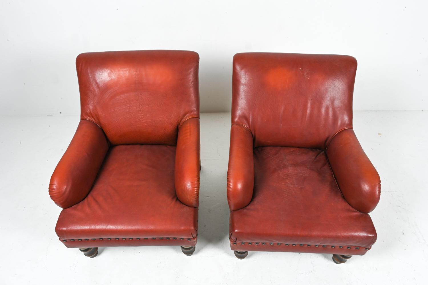 Pair of Roche Bobois Leather & Kilim Lounge Chairs For Sale 5