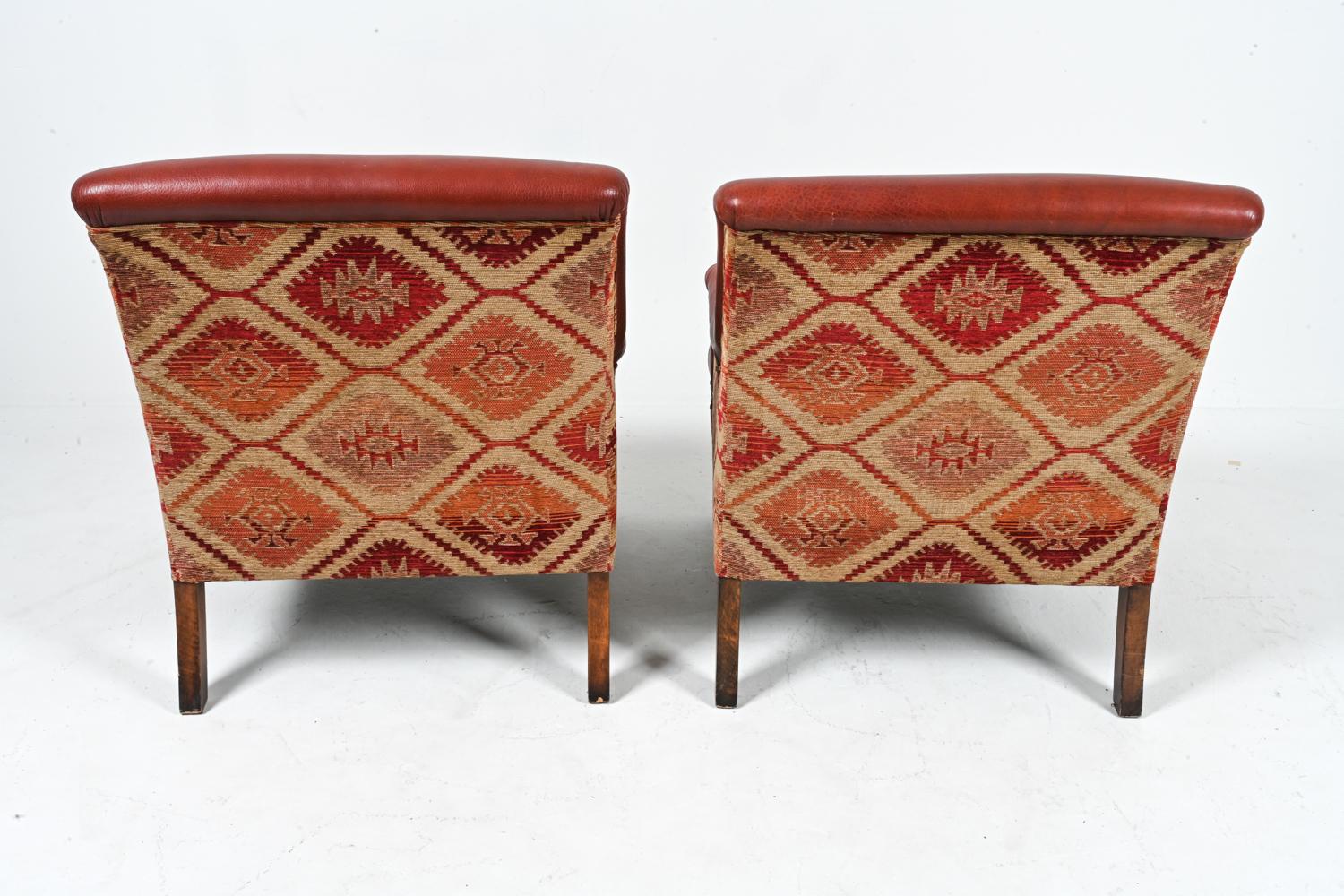 Pair of Roche Bobois Leather & Kilim Lounge Chairs For Sale 9