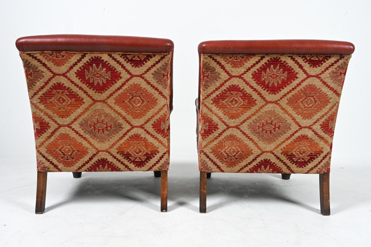 Pair of Roche Bobois Leather & Kilim Lounge Chairs For Sale 10