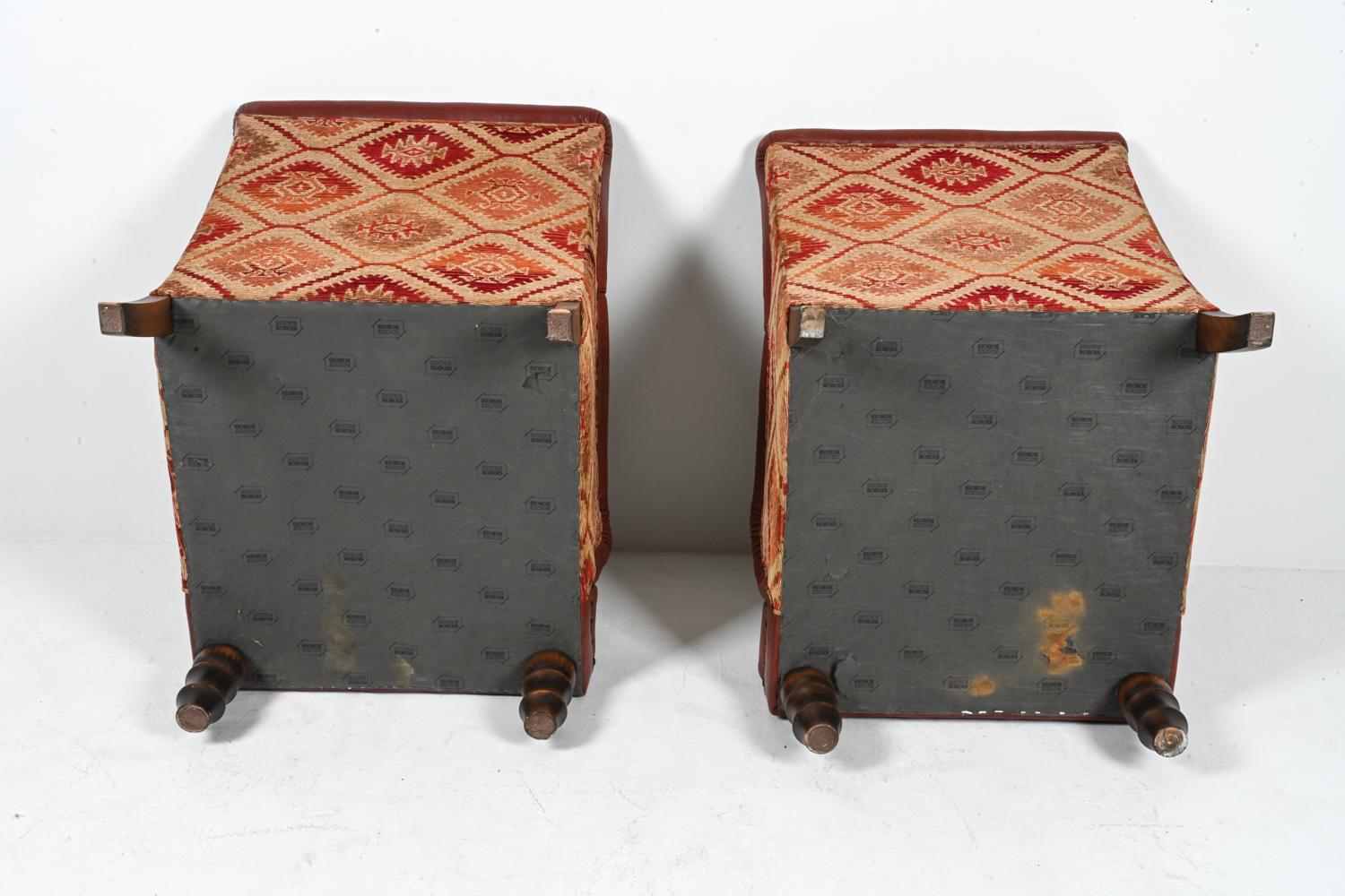 Pair of Roche Bobois Leather & Kilim Lounge Chairs For Sale 14