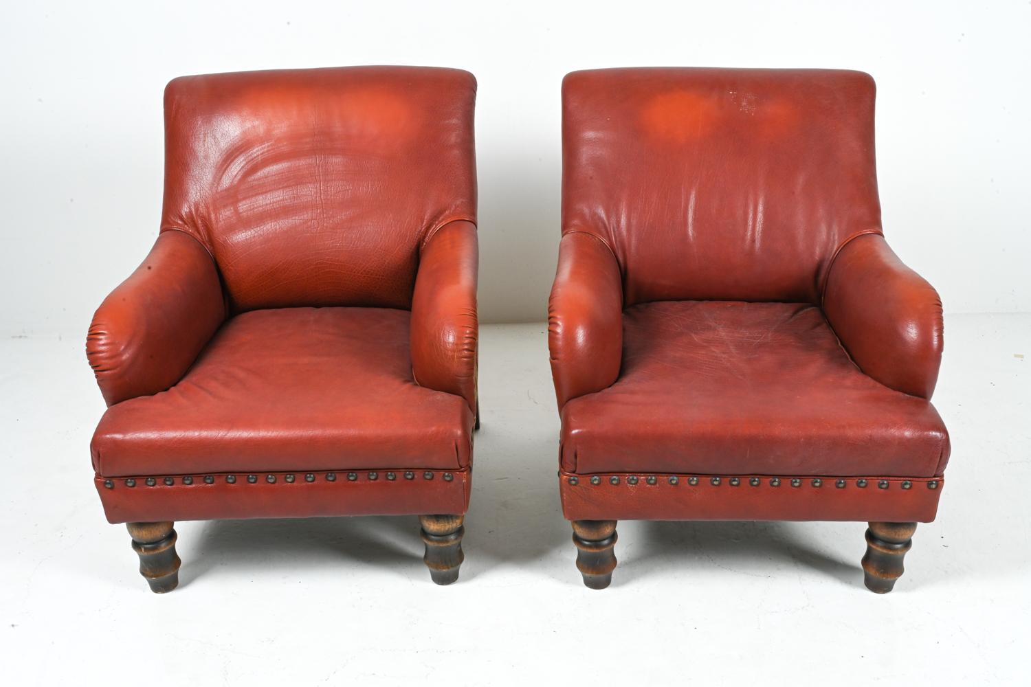 Pair of Roche Bobois Leather & Kilim Lounge Chairs For Sale 3