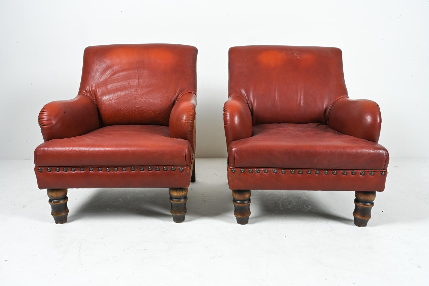 Pair of Roche Bobois Leather & Kilim Lounge Chairs For Sale 4