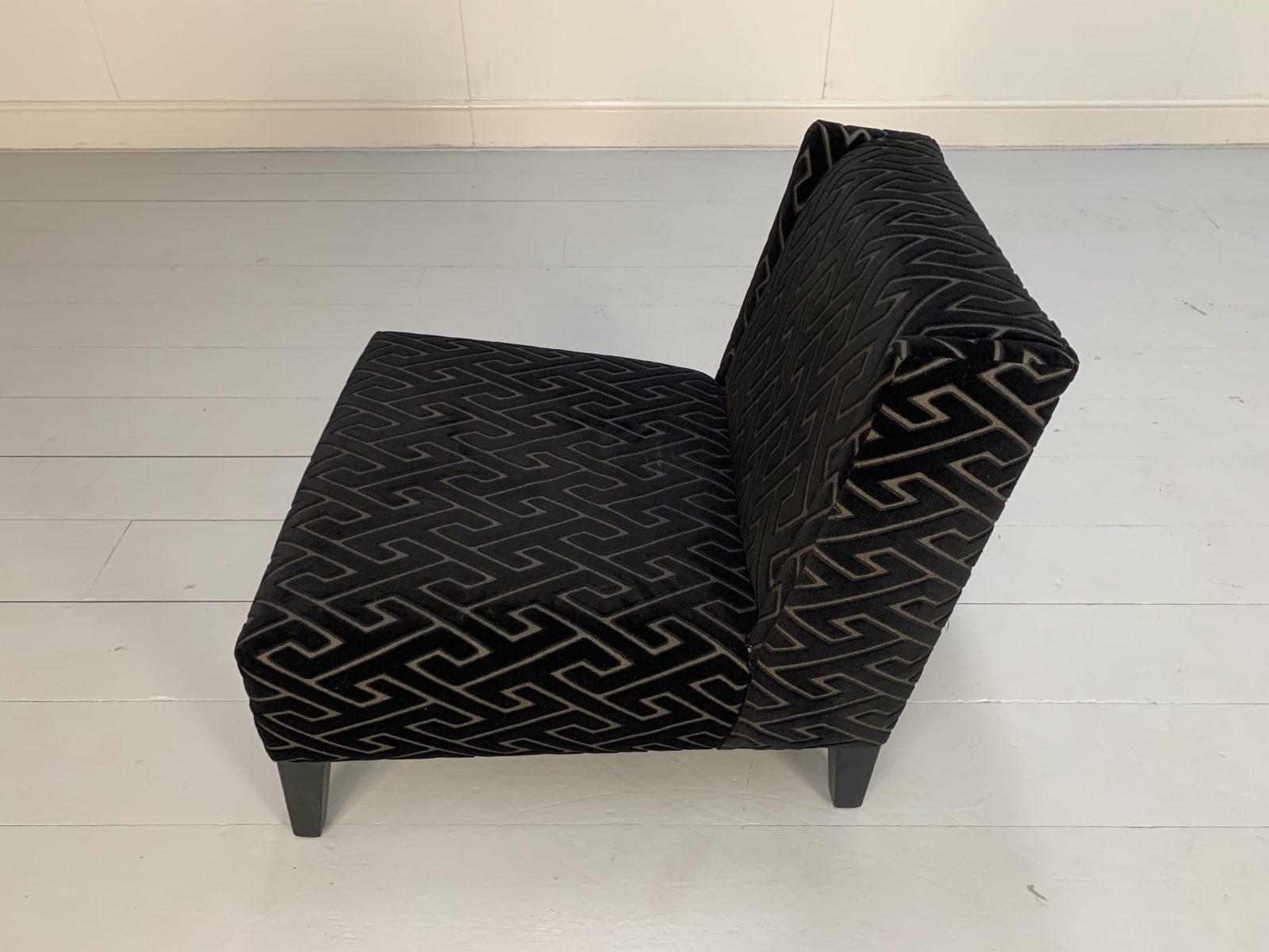 Pair of Roche Bobois Occasional Chairs in Black Geometric Velvet 7