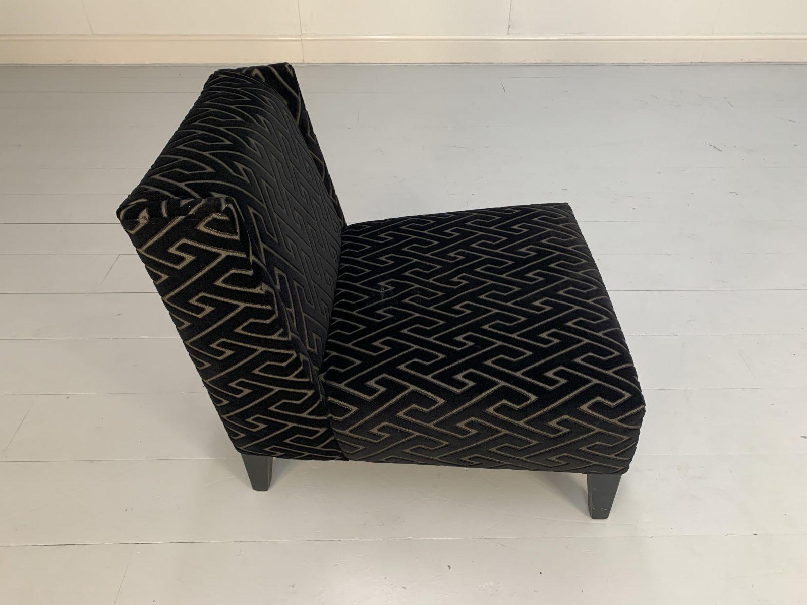 Pair of Roche Bobois Occasional Chairs in Black Geometric Velvet 6