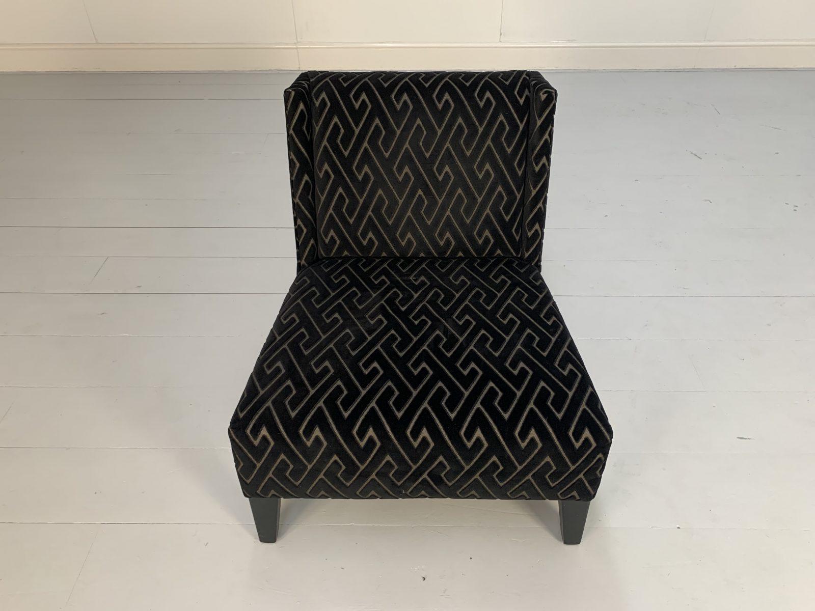 Pair of Roche Bobois Occasional Chairs in Black Geometric Velvet 5