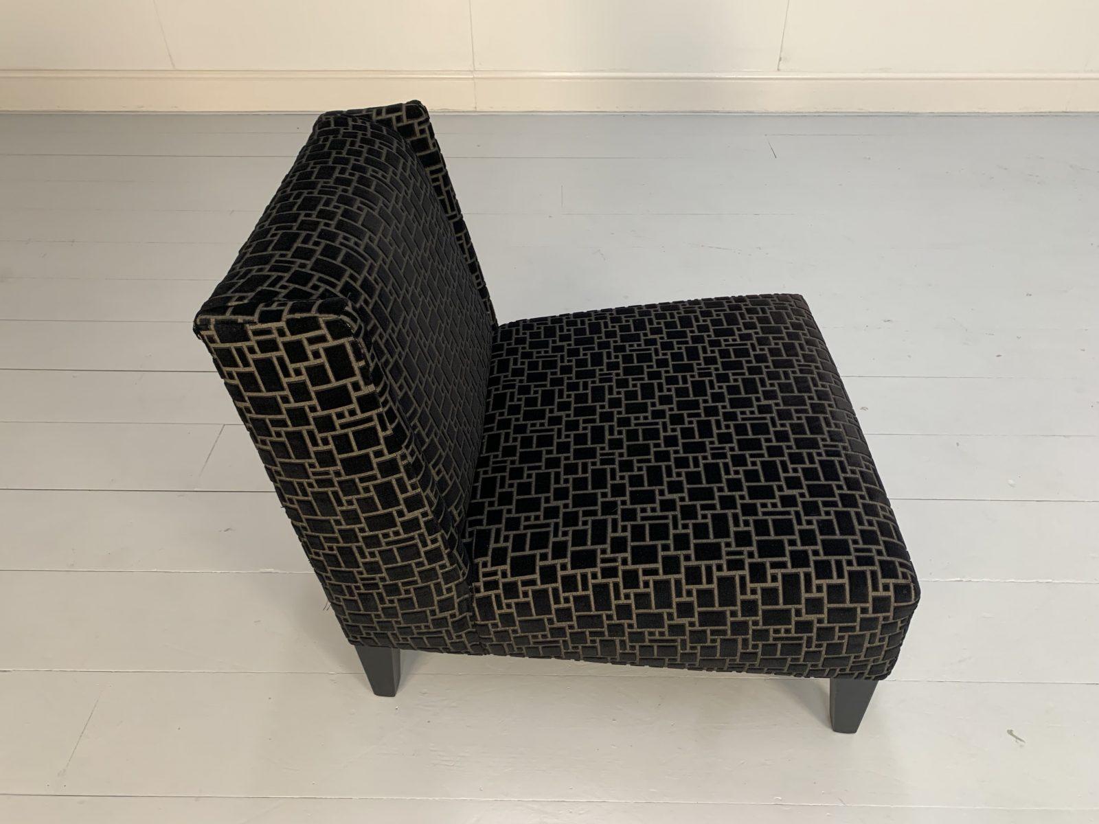 Pair of Roche Bobois Occasional Chairs in Black Geometric Velvet 14