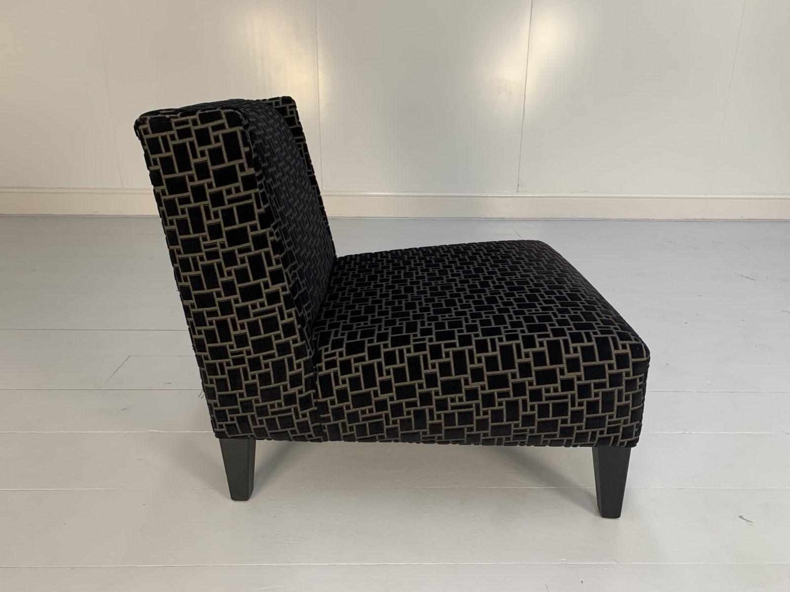 Pair of Roche Bobois Occasional Chairs in Black Geometric Velvet 12