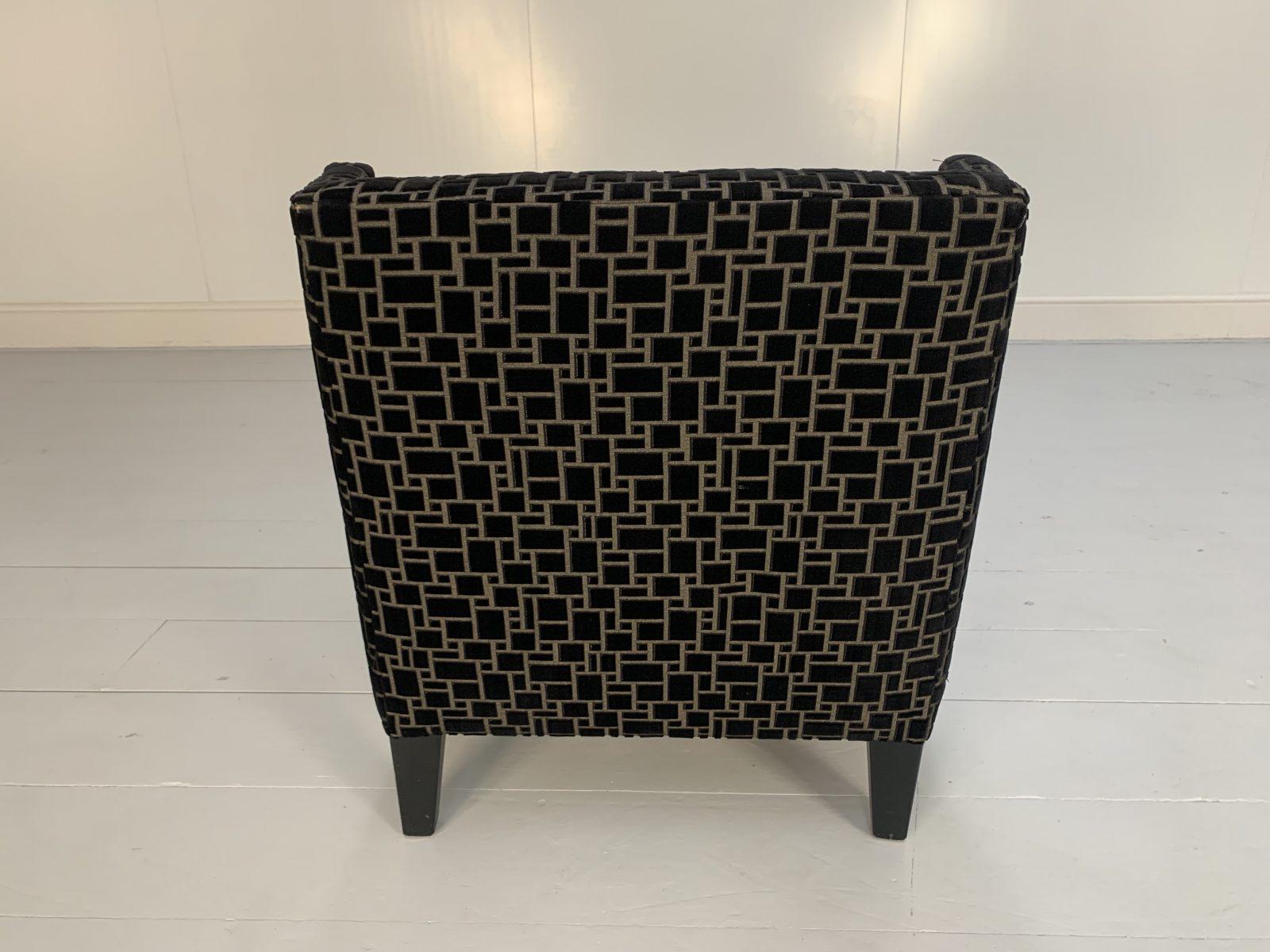 Pair of Roche Bobois Occasional Chairs in Black Geometric Velvet 13