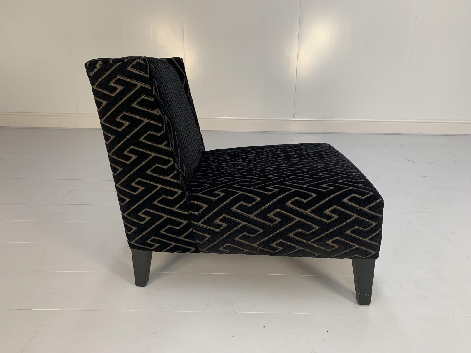 Pair of Roche Bobois Occasional Chairs in Black Geometric Velvet 2