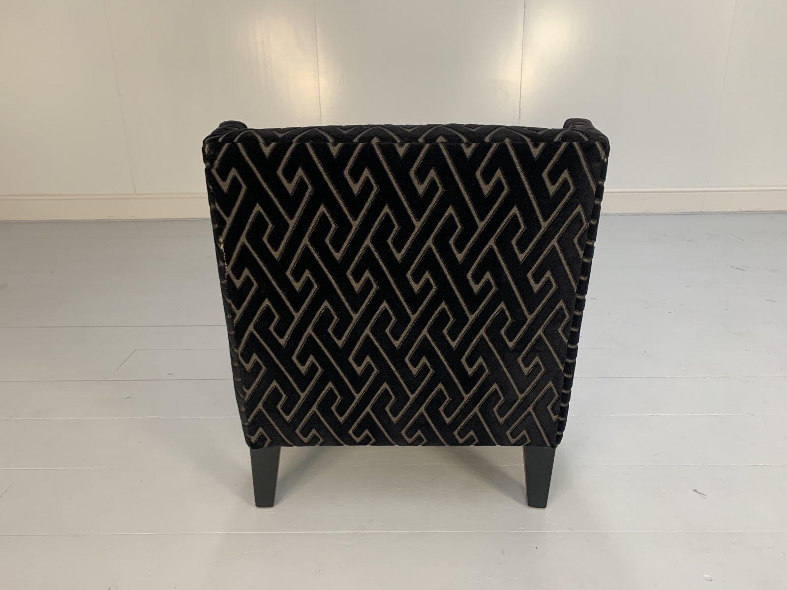 Pair of Roche Bobois Occasional Chairs in Black Geometric Velvet 3