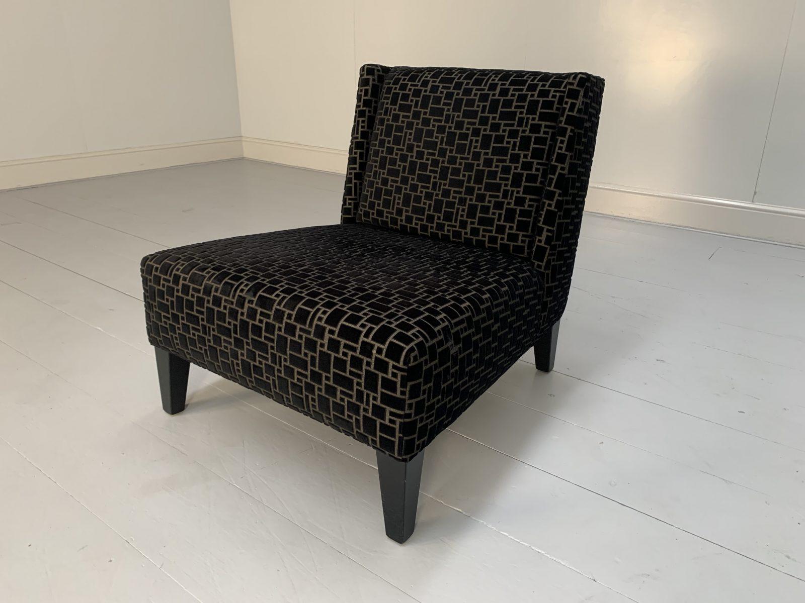 Pair of Roche Bobois Occasional Chairs in Black Geometric Velvet 9