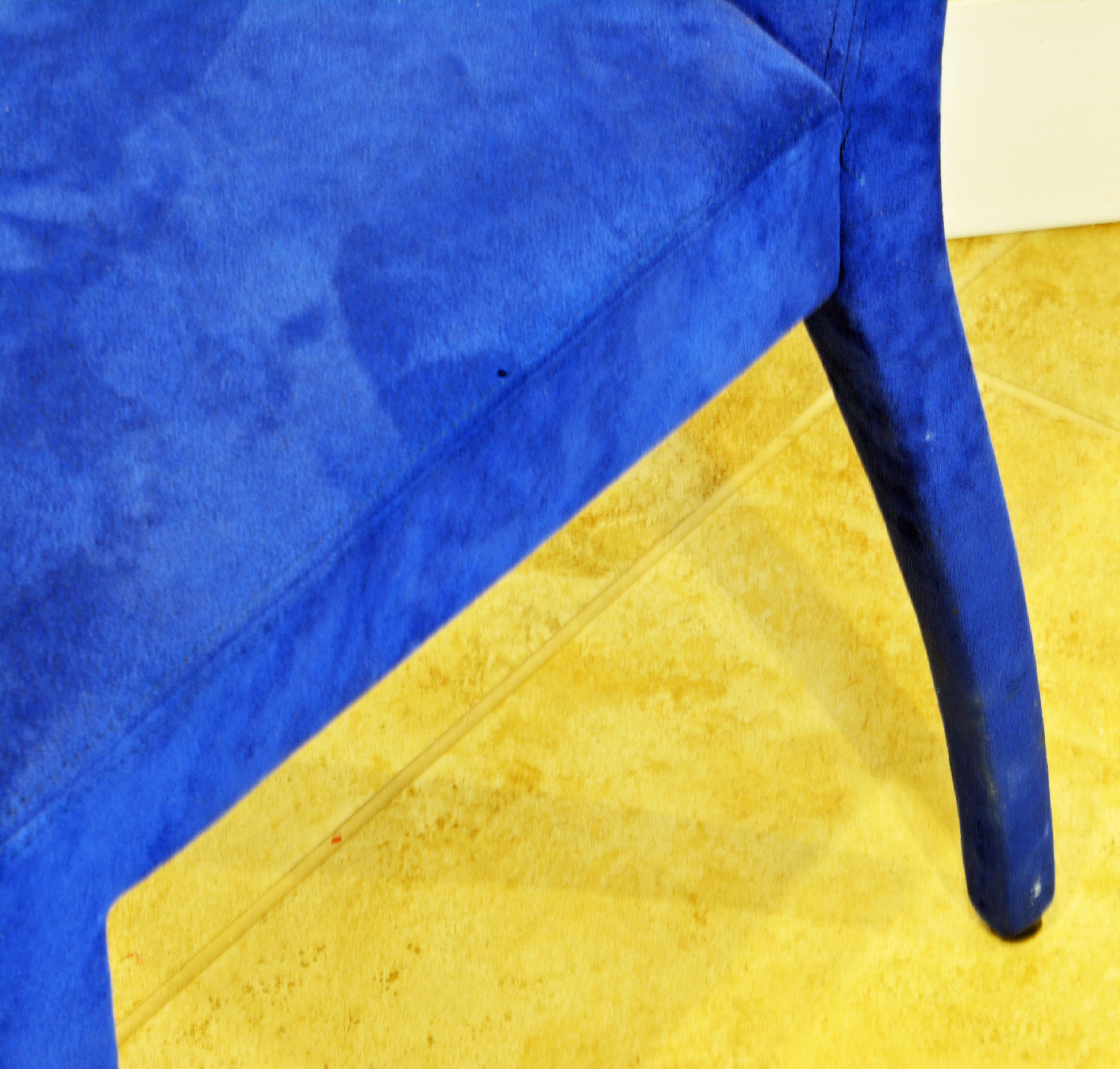 Pair of Roche Bobois Paris Blue Suede Covered Side Chairs 3