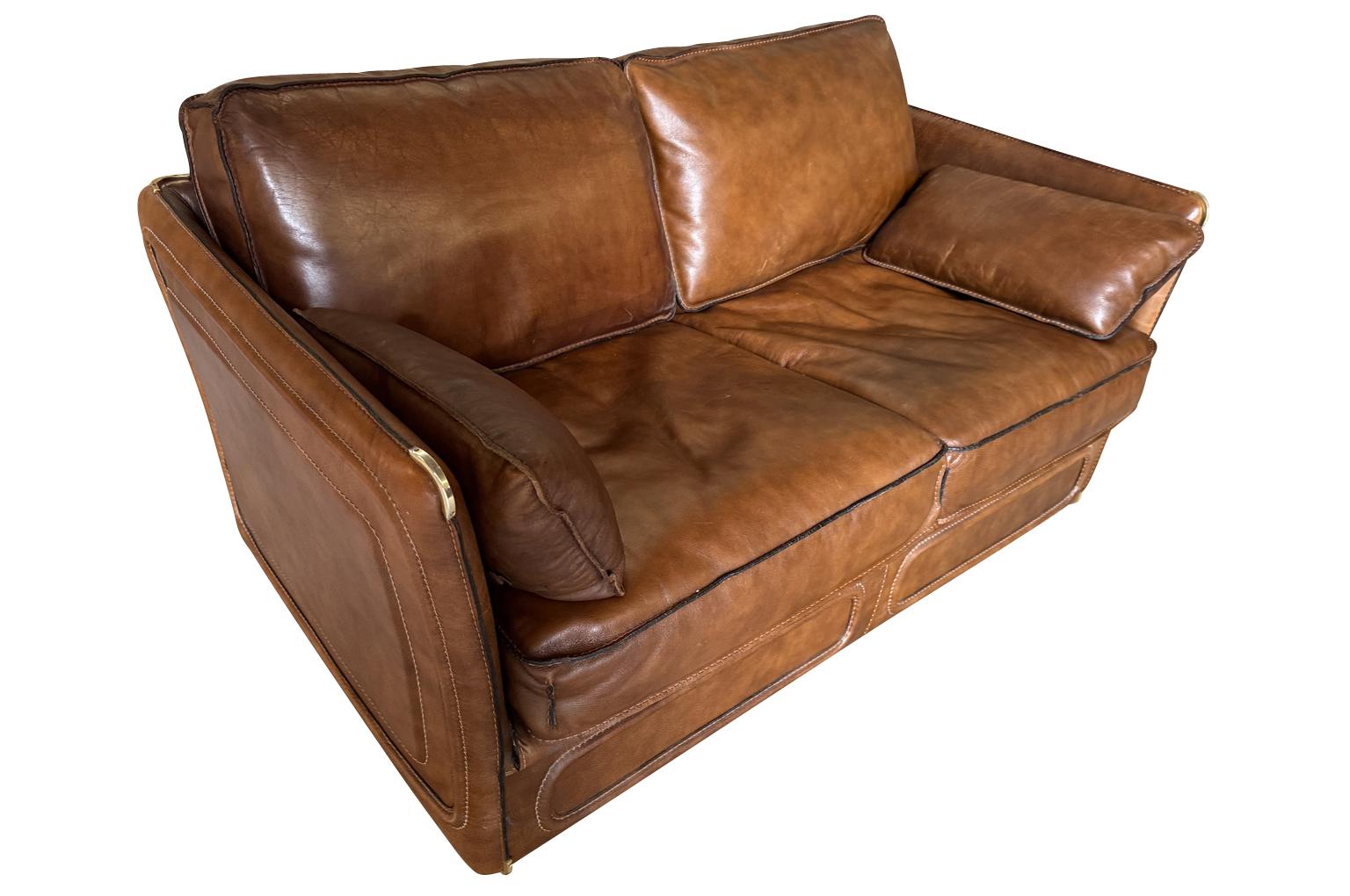 Leather Pair Of Roche Bobois Sofas For Sale