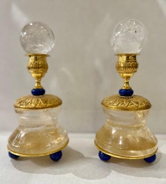 Pair of Rock Crystal and 24 K Gold Plated Bronze Support Spheres Holdlers