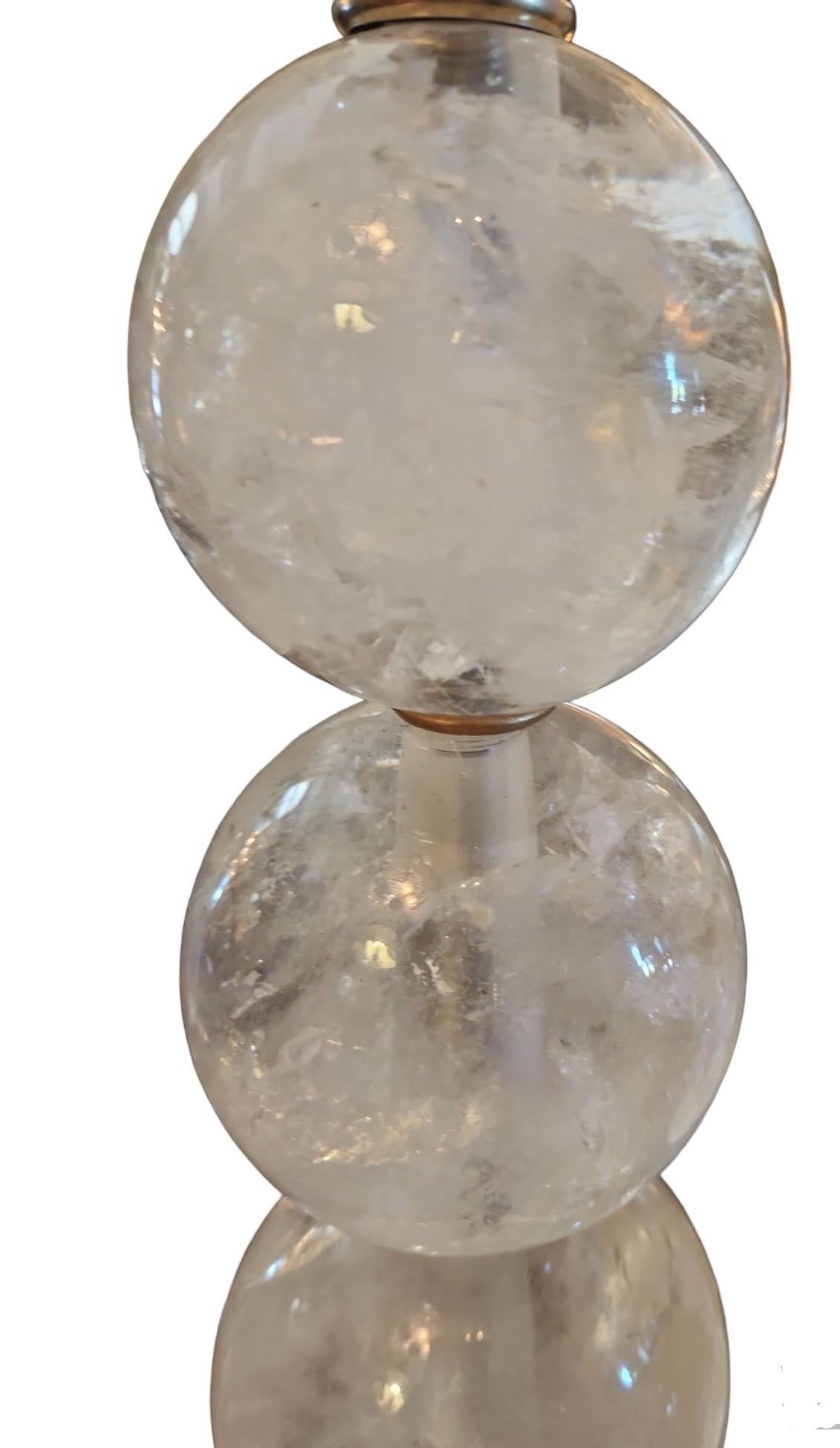 Pareja de Lámparas de Mesa de Cristal de Roca y Bronce Siglo XXI y contemporáneo en venta