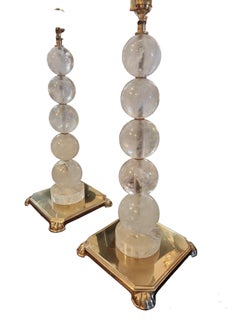 Pair of Rock Crystal and Bronze Table Lamps
