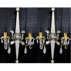 Pair of Rock Crystal and Gilt Bronze Two light Sconces in Twinkled Star Shape