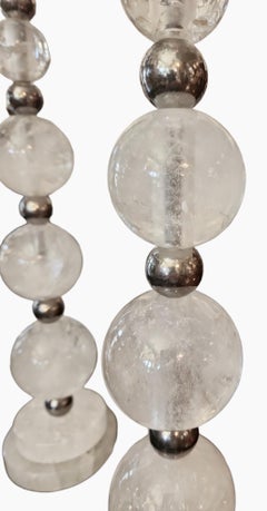 Pair of Rock Crystal and MetalBball Table Lamps