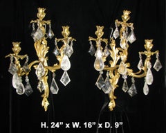 Pair of Rock Crystal and Ormolu Sconces, 19th Century