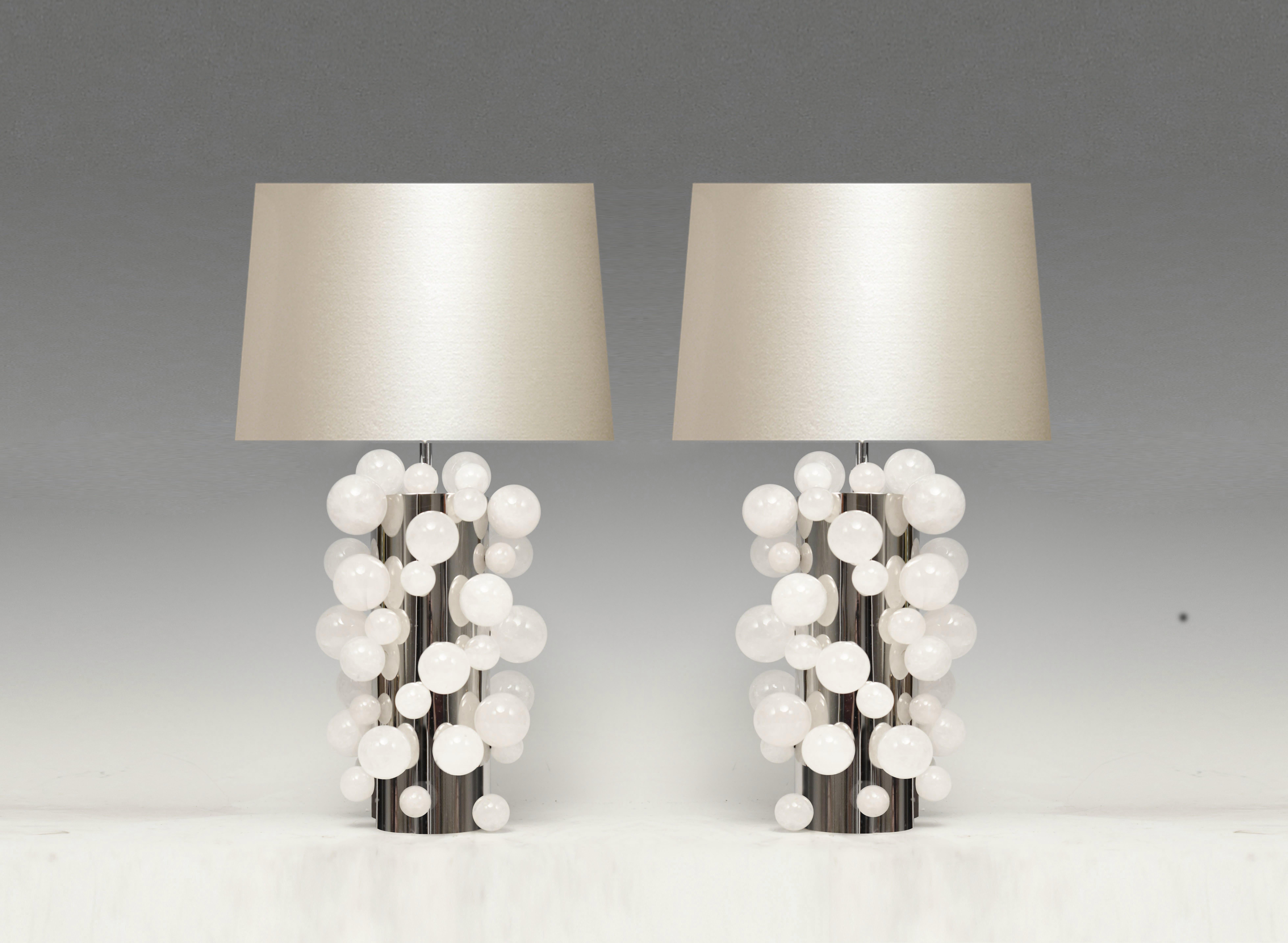 Pair of Rock Crystal Bubble Lamps In Excellent Condition For Sale In New York, NY