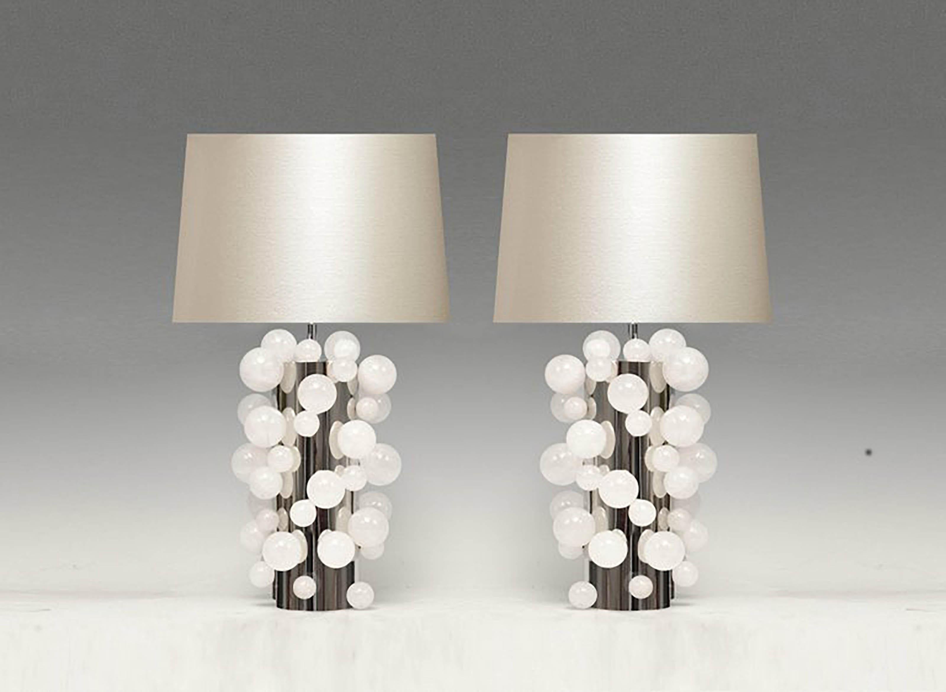 Contemporary Pair of Rock Crystal Bubble Lamps For Sale