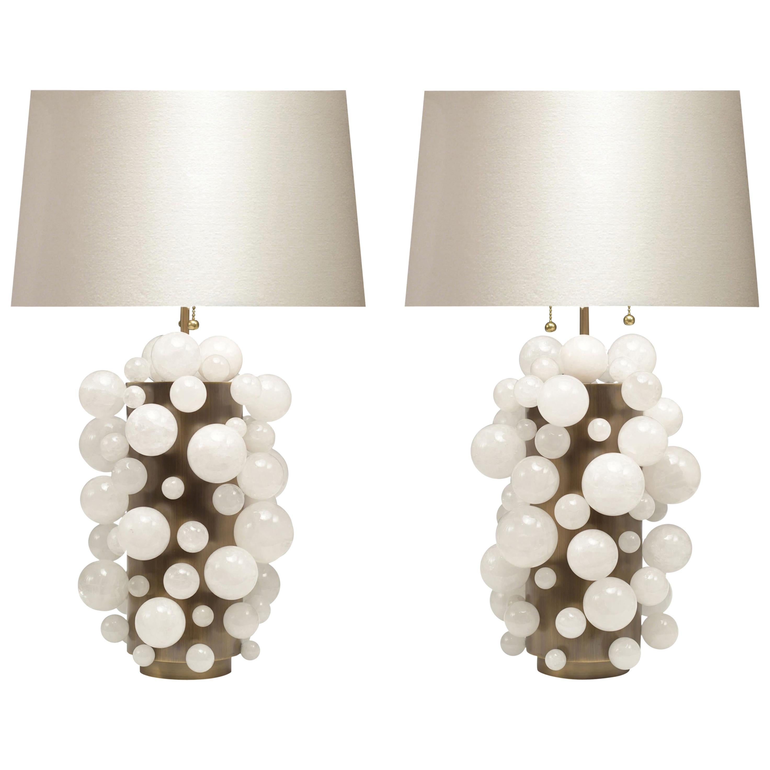 Pair of Rock Crystal Bubble Lamps