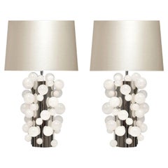 Pair of Rock Crystal Bubble Lamps