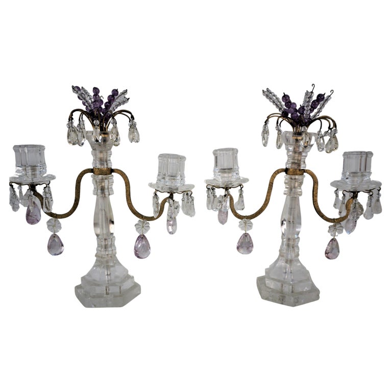 Pair of Rock Crystal Candelabras For Sale at 1stDibs