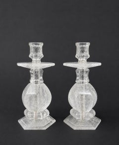 Pair of rock crystal candlesticks