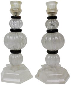 Pair of rock crystal candlesticks