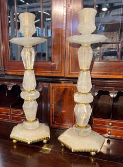 Pair of Rock Crystal Candlesticks