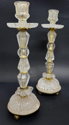 Paire de bougeoirs en cristal de roche