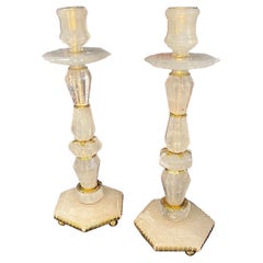 Pair of Rock Crystal Candlesticks