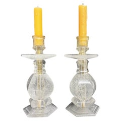 Pair of rock crystal candlesticks