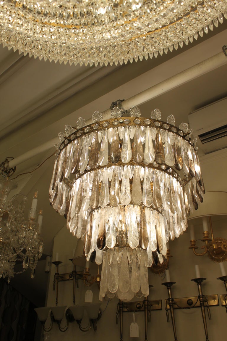Pair of Rock Crystal Chandeliers Made of White and Smoked Pieces For ...