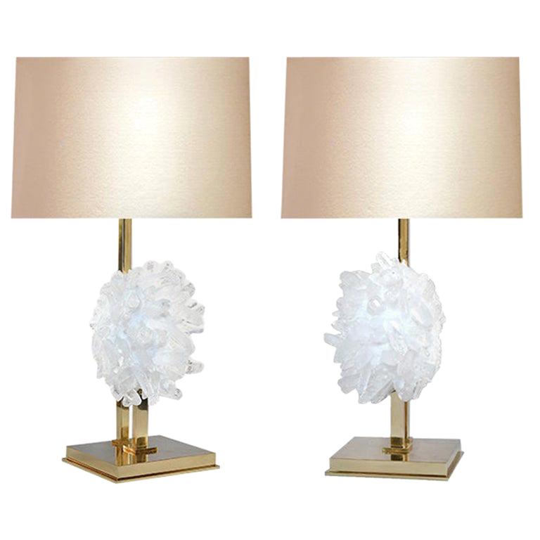 Pair of Rock Crystal Cluster Lamps by Phoenix For Sale