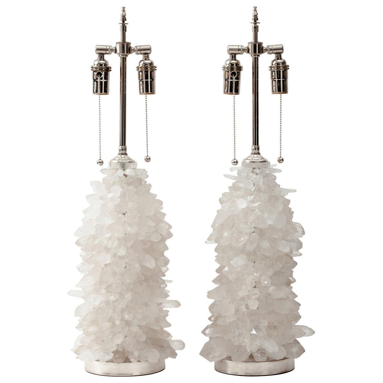 Pair of Rock Crystal Teardrop Lamps For Sale at 1stDibs