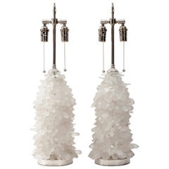 Pair of Rock Crystal Cluster Lamps