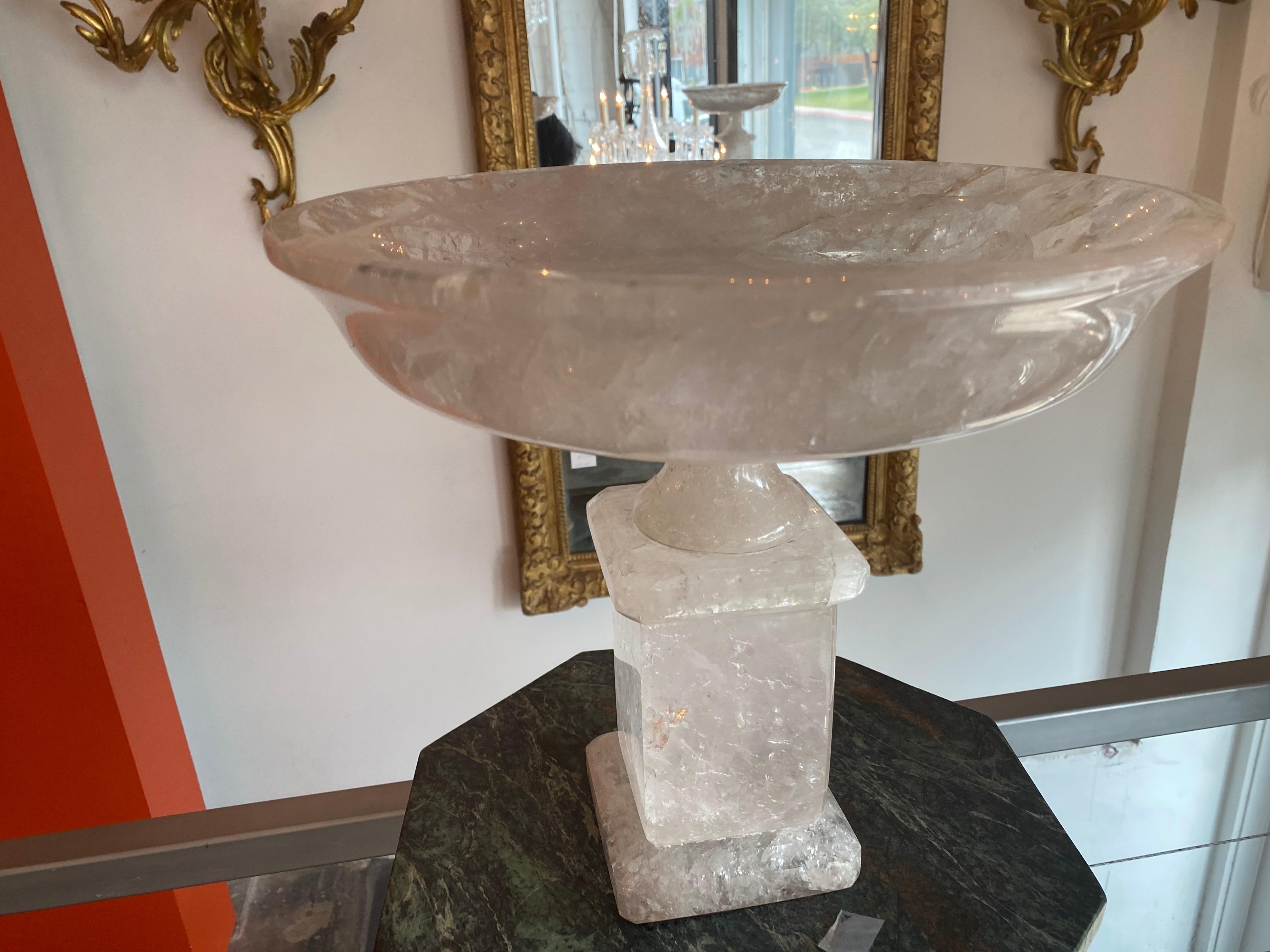 Modern Pair of Rock Crystal Decorative Small Urns For Sale
