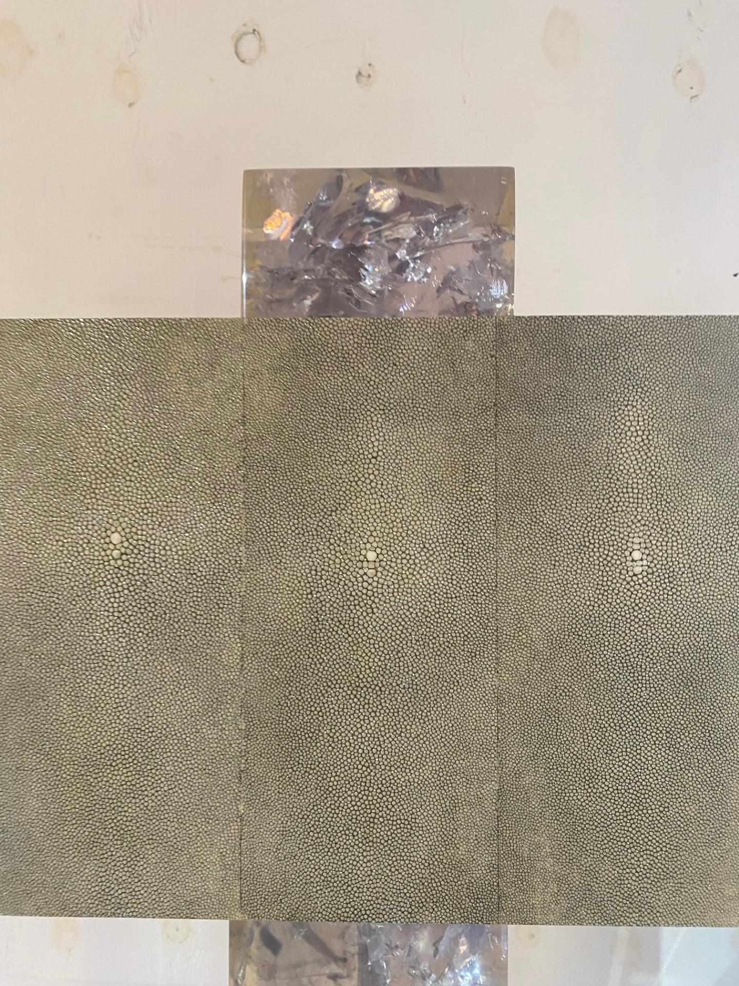 Pair of Rock Crystal Effect Table Lamps with Shagreen Shades In Good Condition For Sale In Cathedral City, CA