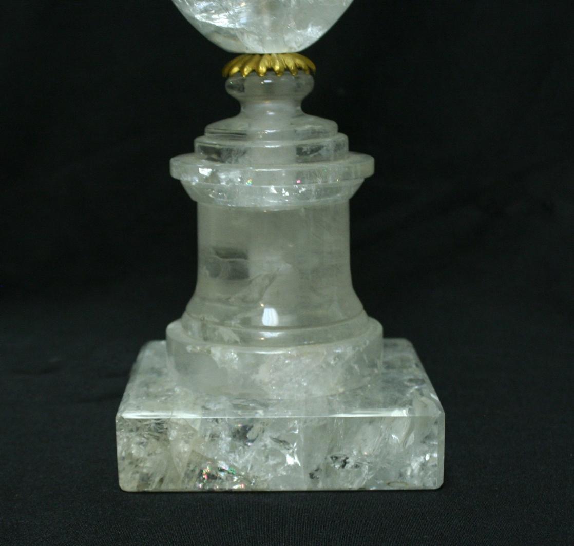Pair of Rock Crystal Fluted Urn Lamps For Sale 5