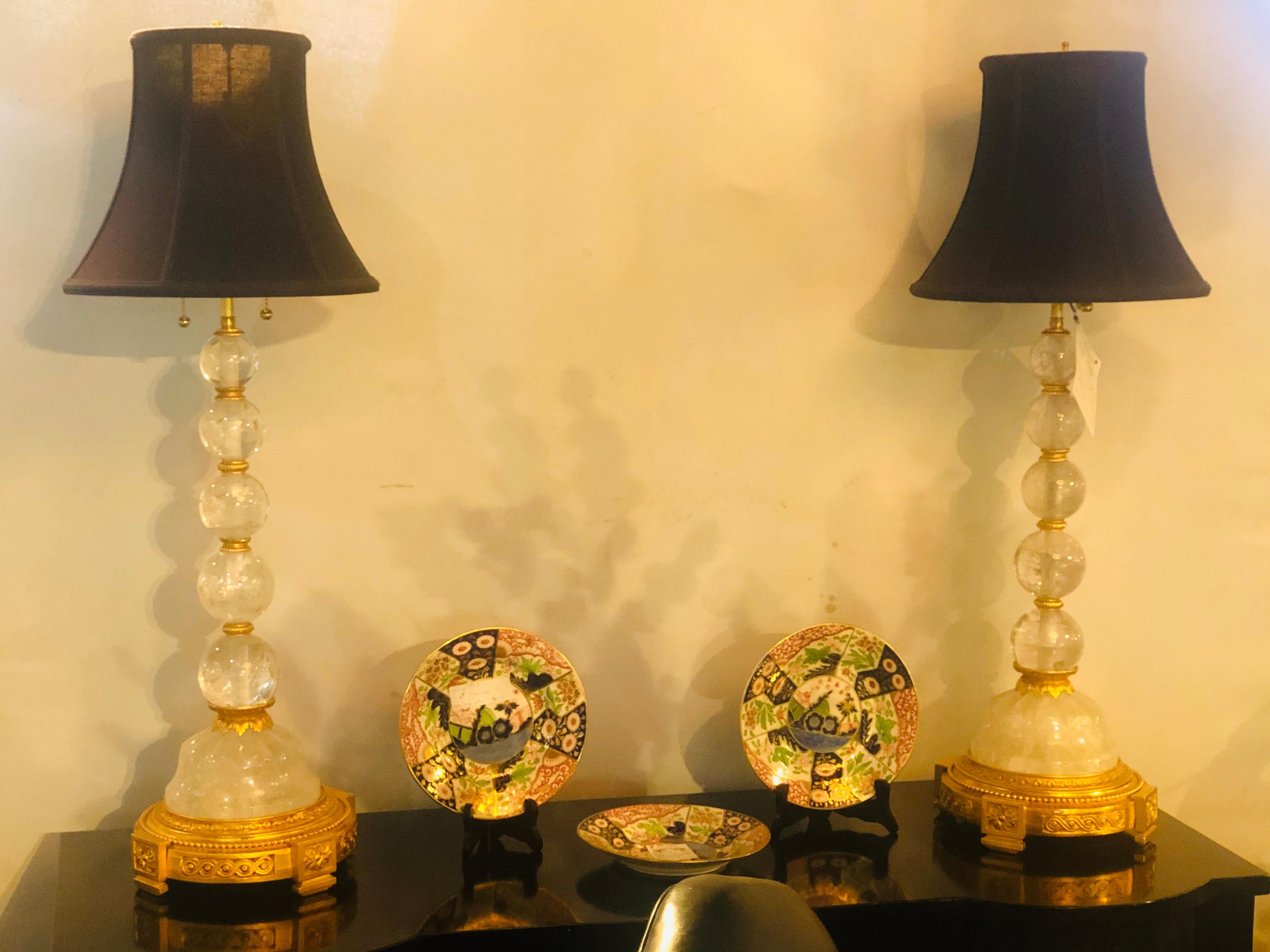 Paire de lampes de bureau en cristal de roche de style Hollywood Regency ou Art Déco en vente 7