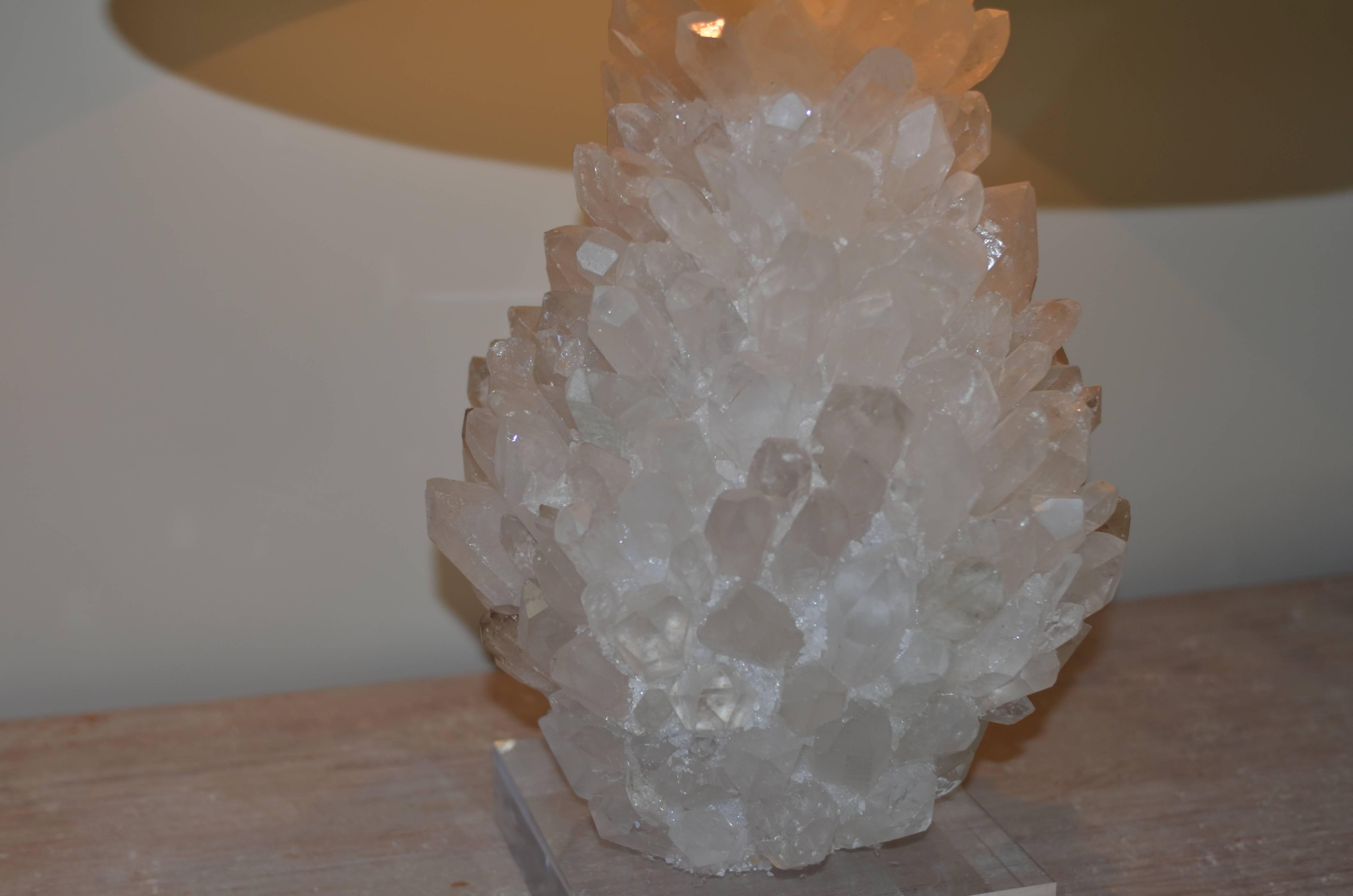 American Pair of Rock Crystal Lamps For Sale