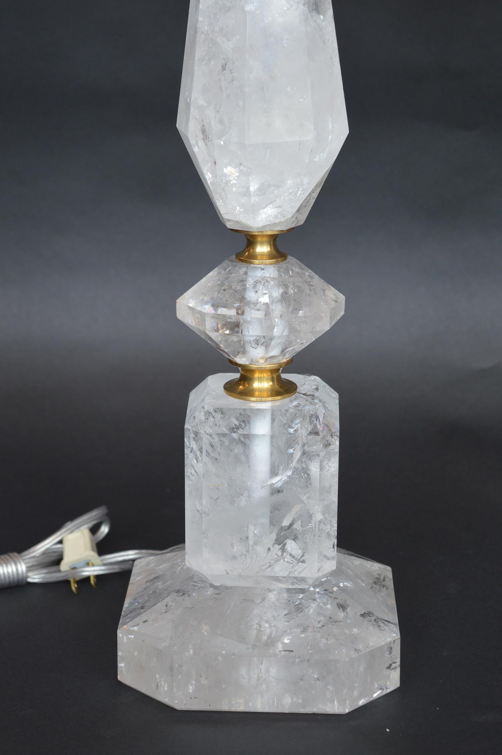 Italian Pair of Rock Crystal Lamps