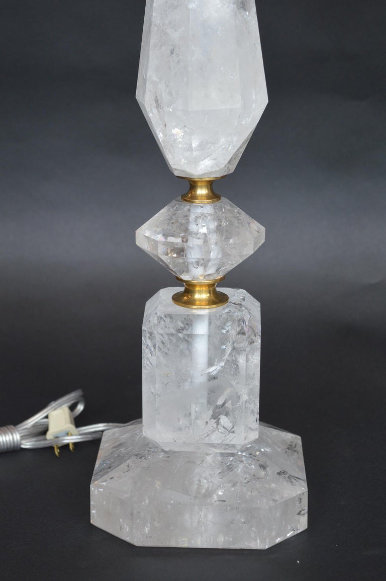 Italian Pair of Rock Crystal Lamps For Sale