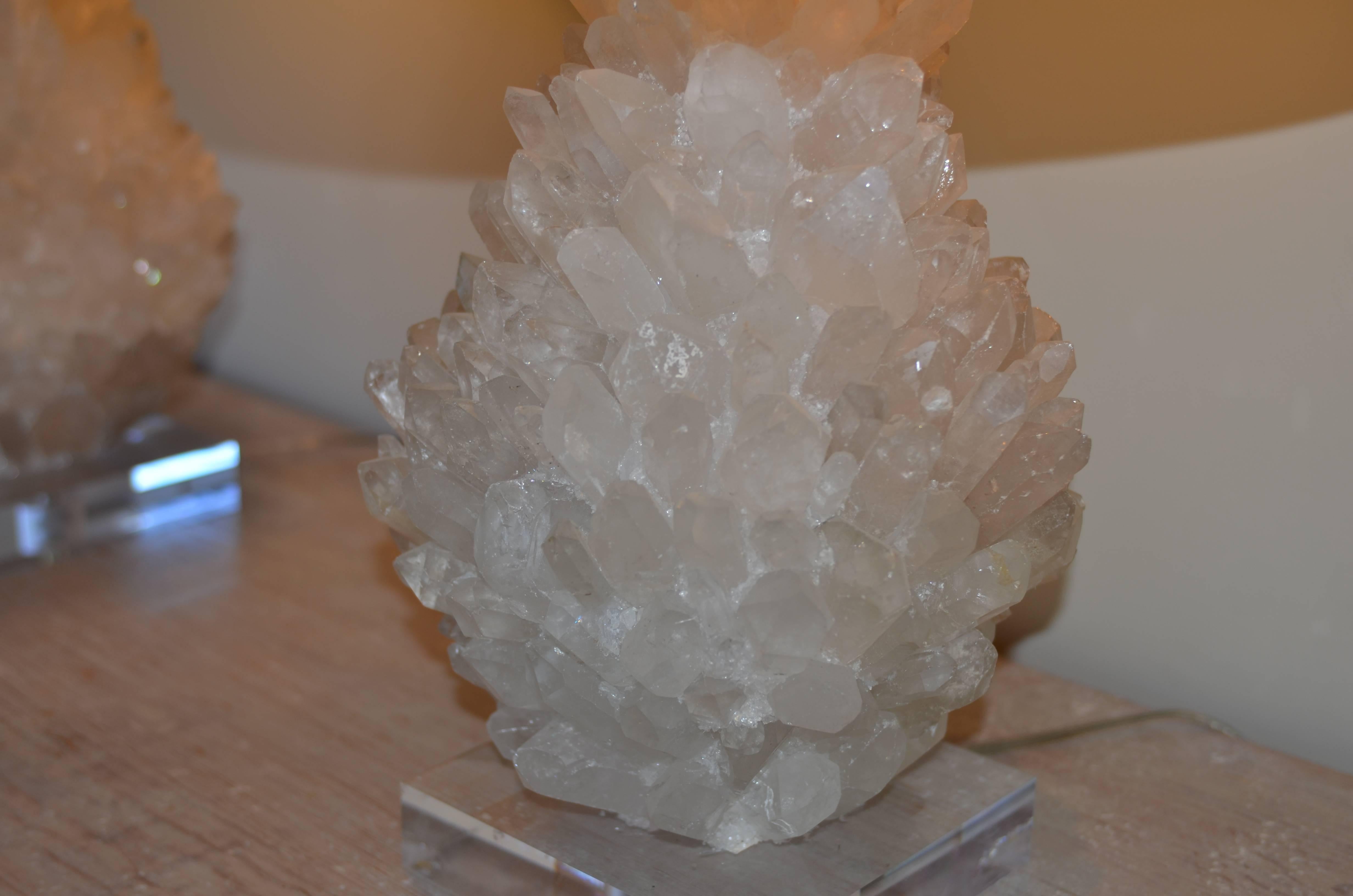 Pair of Rock Crystal Lamps In Excellent Condition For Sale In Encinitas, CA