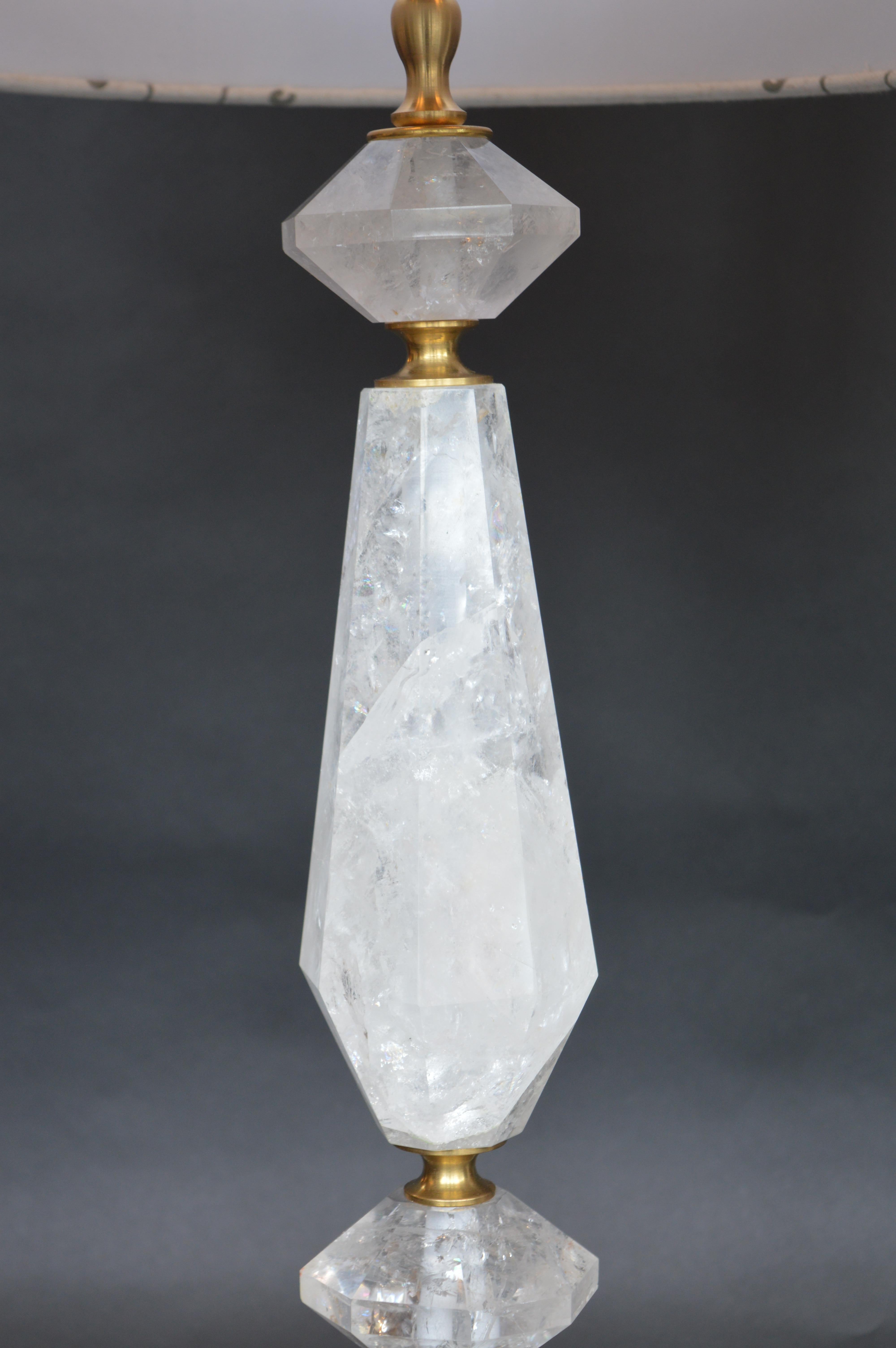 Pair of Rock Crystal Lamps In Excellent Condition In Los Angeles, CA